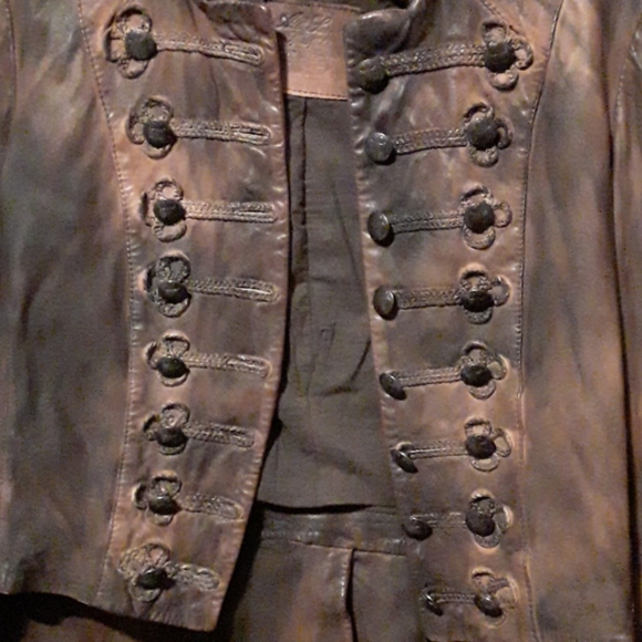 All Saints karst military leather tailcoat jacket - Picture 7 of 7